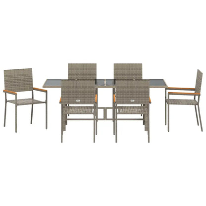 Set de masă pentru grădină 7 pcs Gri poliratan