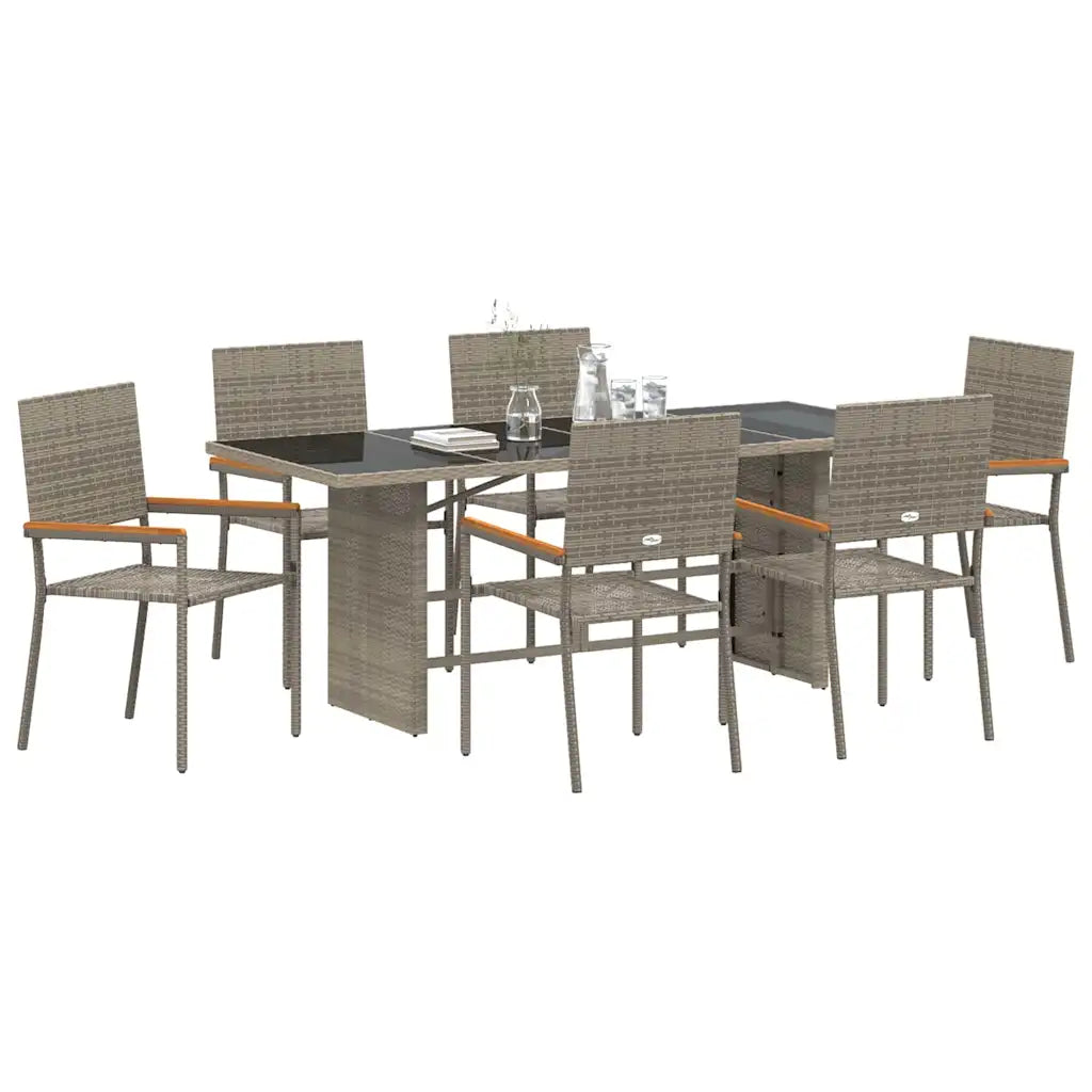 Set de masă pentru grădină 7 pcs Gri poliratan