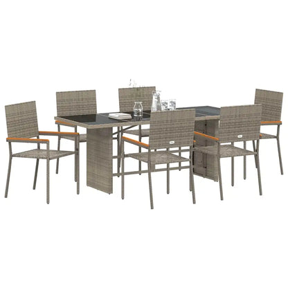Set de masă pentru grădină 7 pcs Gri poliratan