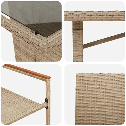 Set de masă pentru grădină 7 pcs Bej poliratan