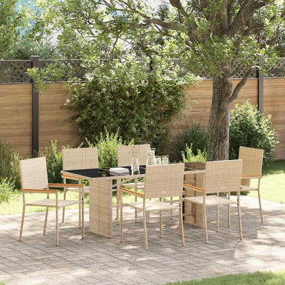 Set de masă pentru grădină 7 pcs Bej poliratan