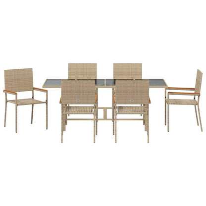 Set de masă pentru grădină 7 pcs Bej poliratan