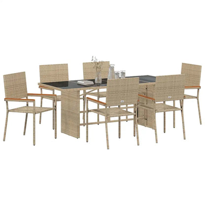 Set de masă pentru grădină 7 pcs Bej poliratan