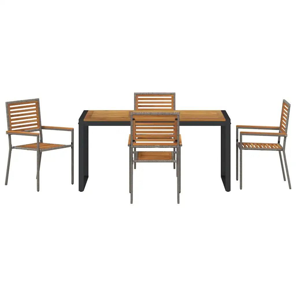 Set de masă pentru grădină 5 pcs Gri și Brown poliratan