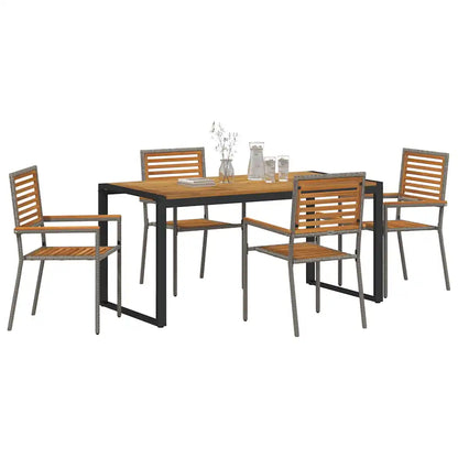 Set de masă pentru grădină 5 pcs Gri și Brown poliratan