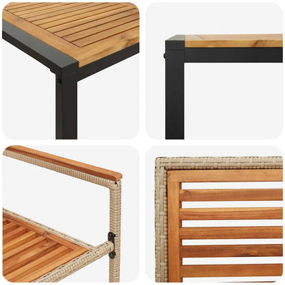 Set de masă pentru grădină 5 pcs Bej și Maro poliratan