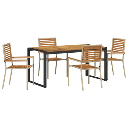 Set de masă pentru grădină 5 pcs Bej și Maro poliratan