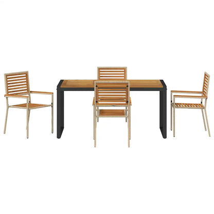 Set de masă pentru grădină 5 pcs Bej și Maro poliratan