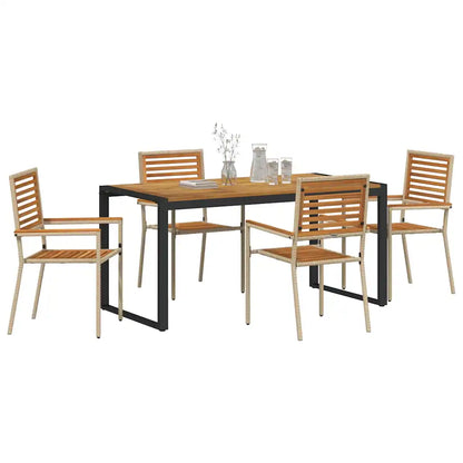 Set de masă pentru grădină 5 pcs Bej și Maro poliratan