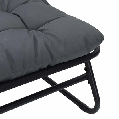 Mobilier de grădină cu pernă 2 pcs Negru 60,5 x 81 x 71 cm