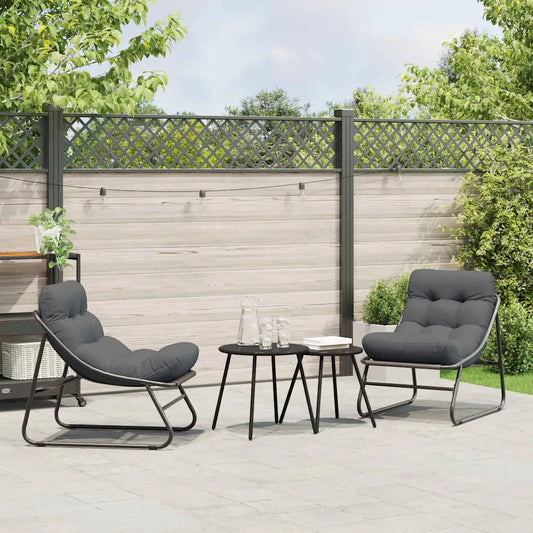 Mobilier de grădină cu pernă 2 pcs Negru 60,5 x 81 x 71 cm