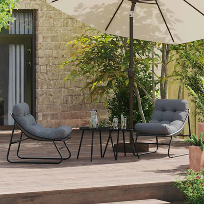 Mobilier de grădină cu pernă 2 pcs Negru 60,5 x 81 x 71 cm
