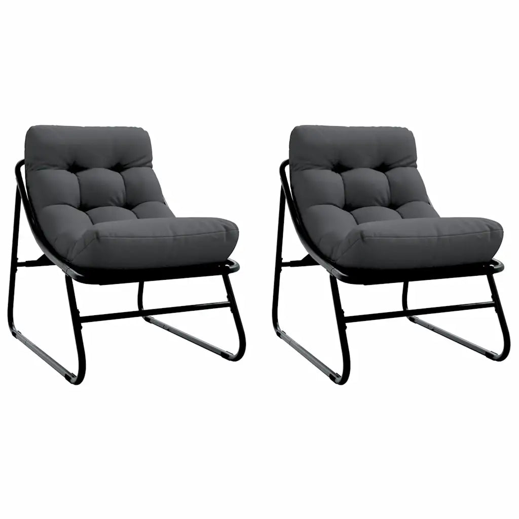 Mobilier de grădină cu pernă 2 pcs Negru 60,5 x 81 x 71 cm