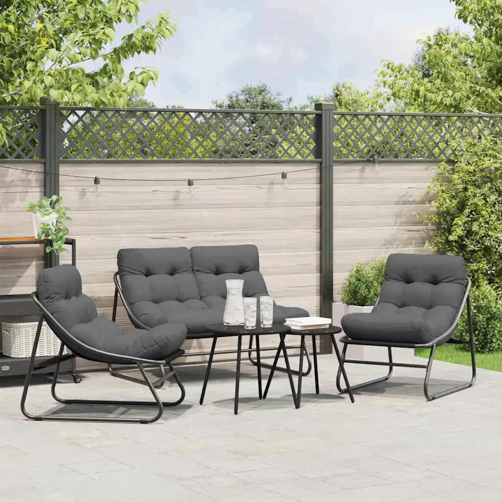 Mobilier de grădină 3 pcs Negru Oțel vopsit electrostatic