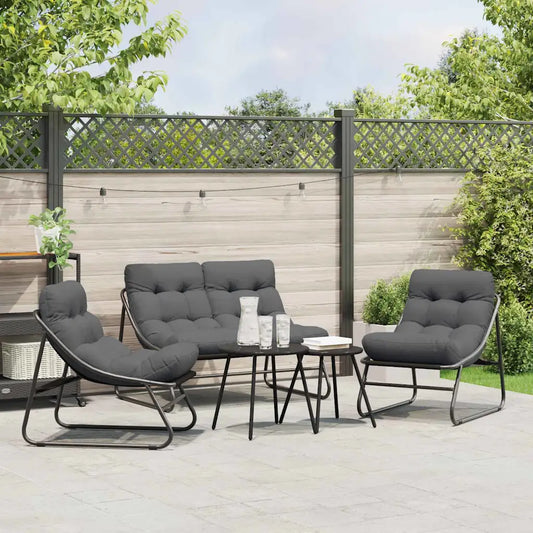 Mobilier de grădină 3 pcs Negru Oțel vopsit electrostatic
