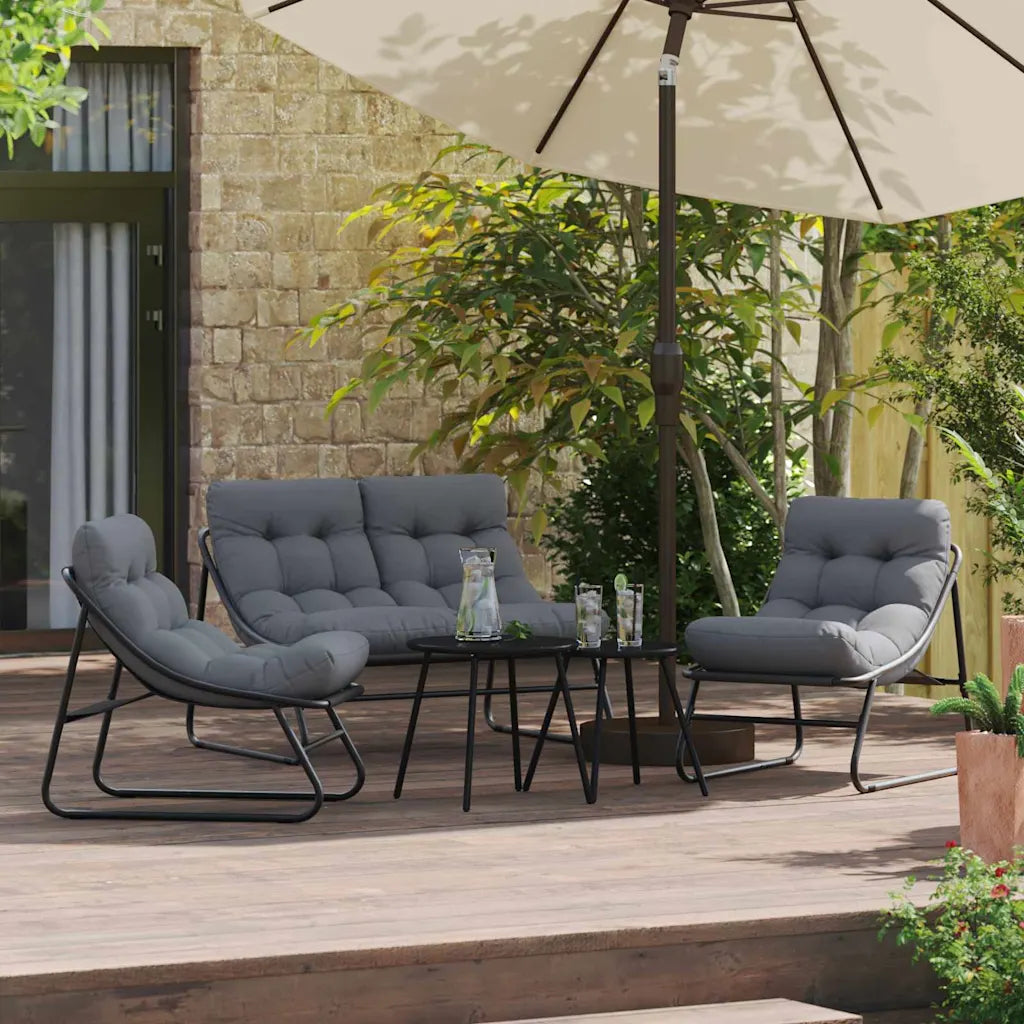 Mobilier de grădină 3 pcs Negru Oțel vopsit electrostatic