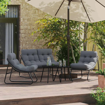 Mobilier de grădină 3 pcs Negru Oțel vopsit electrostatic