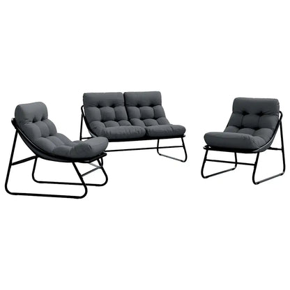 Mobilier de grădină 3 pcs Negru Oțel vopsit electrostatic
