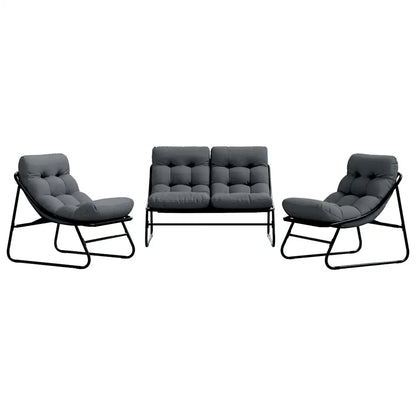 Mobilier de grădină 3 pcs Negru Oțel vopsit electrostatic