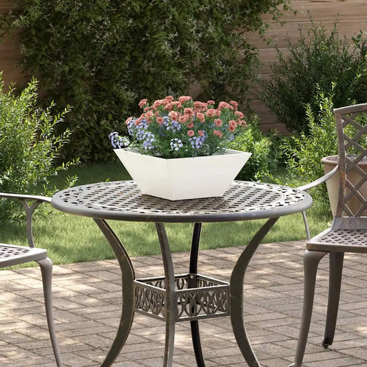 Vază pentru Grădină Alb 35 x 35 x 15 cm Oțel laminat la rece