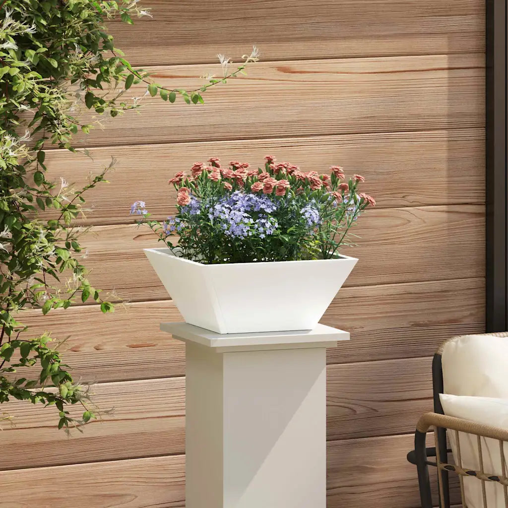 Vază pentru Grădină Alb 35 x 35 x 15 cm Oțel laminat la rece