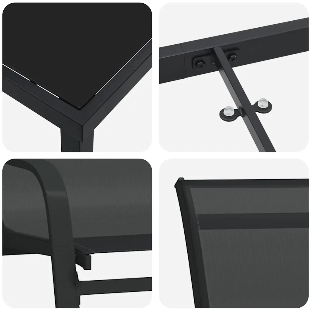 Set de masă pentru grădină 3 pcs Negru Oțel acoperit cu pulbere