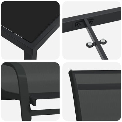 Set de masă pentru grădină 3 pcs Negru Oțel acoperit cu pulbere
