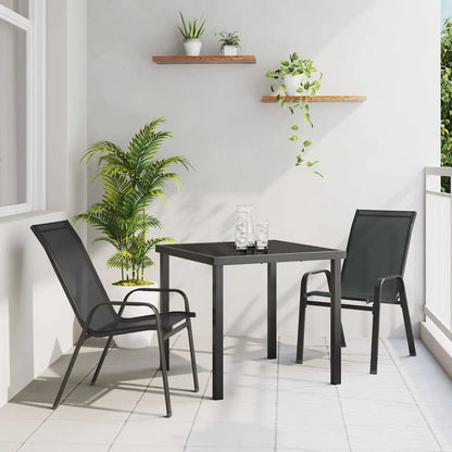 Set de masă pentru grădină 3 pcs Negru Oțel acoperit cu pulbere