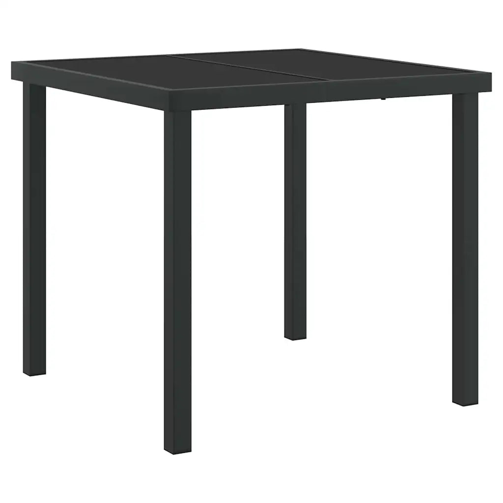 Set de masă pentru grădină 3 pcs Negru Oțel acoperit cu pulbere