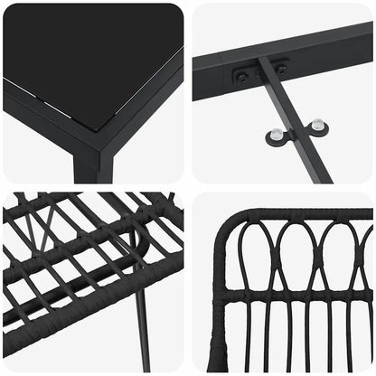 Set de masă pentru grădină 3 pcs Negru