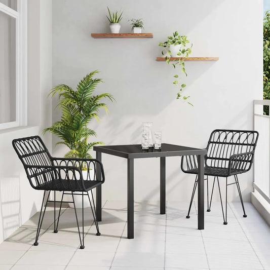 Set de masă pentru grădină 3 pcs Negru