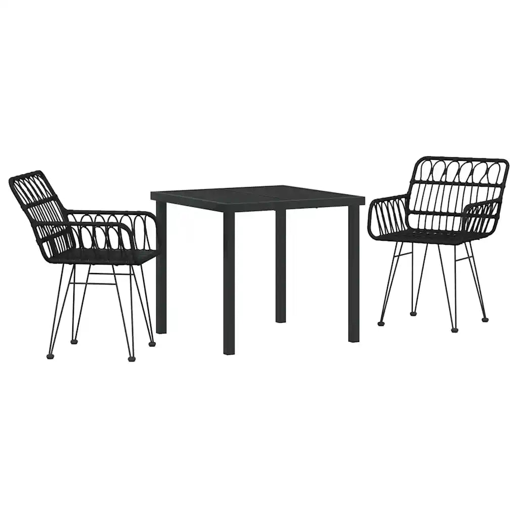 Set de masă pentru grădină 3 pcs Negru