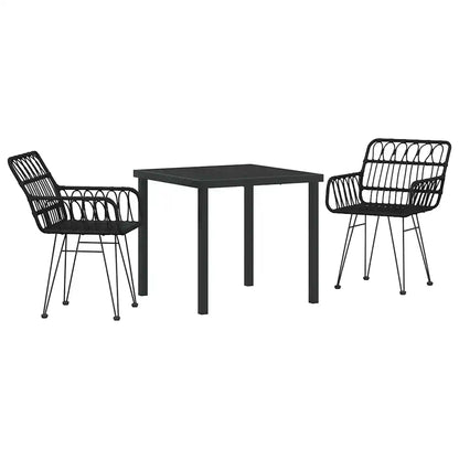 Set de masă pentru grădină 3 pcs Negru
