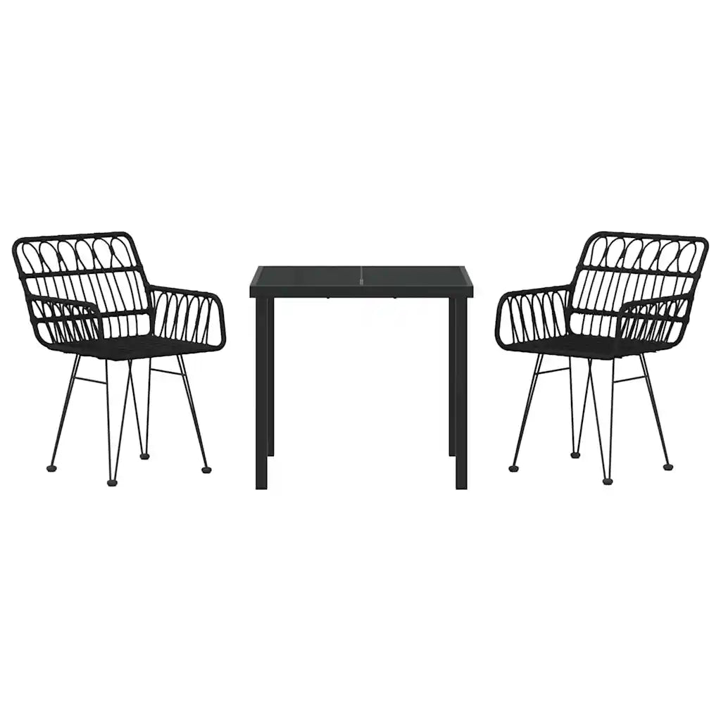 Set de masă pentru grădină 3 pcs Negru