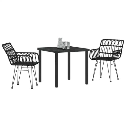 Set de masă pentru grădină 3 pcs Negru