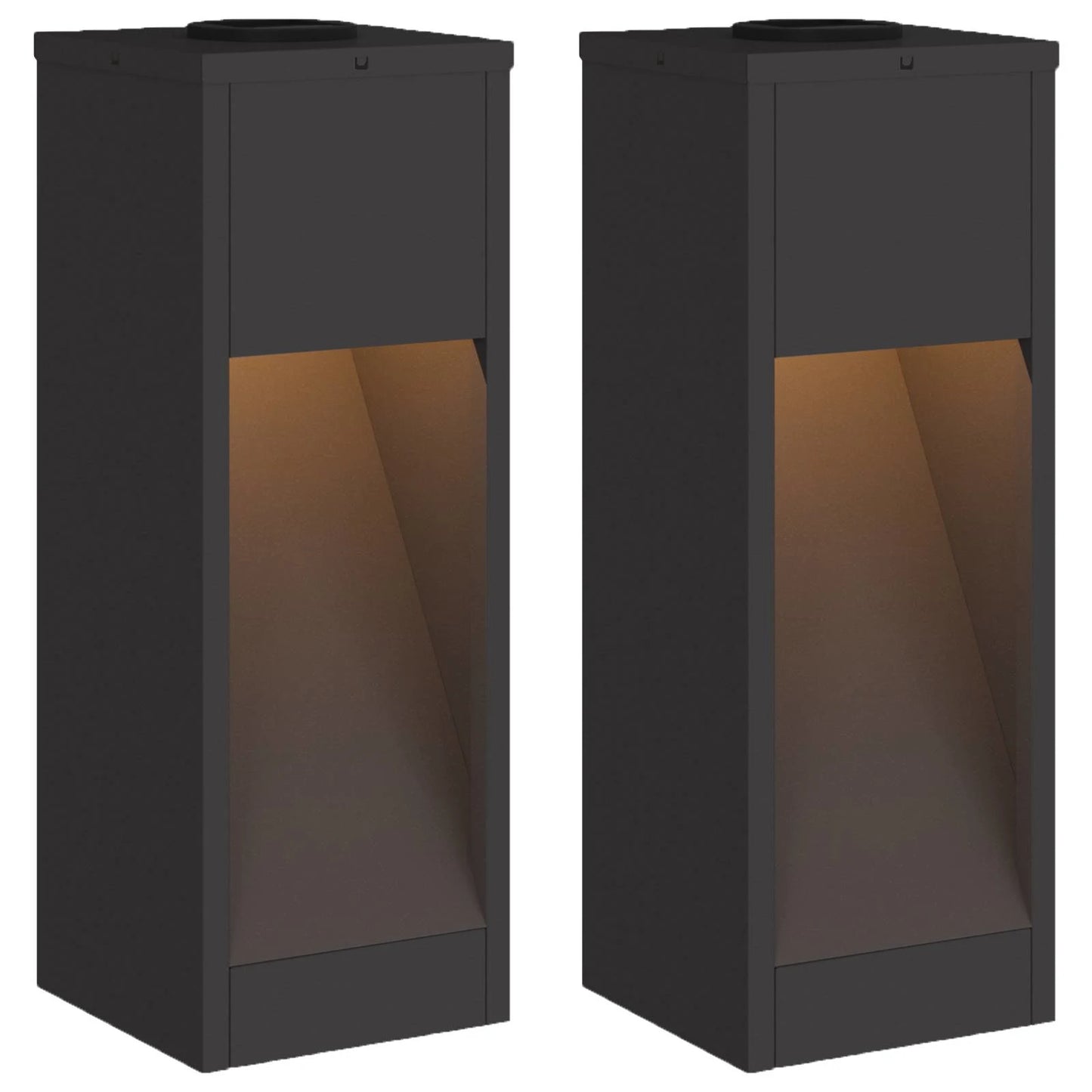 Lampa de parcurs LED solar 2 pcs Negru Oțel laminat la rece