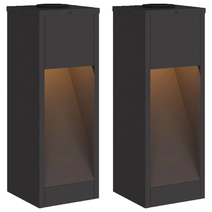 Lampa de parcurs LED solar 2 pcs Negru Oțel laminat la rece