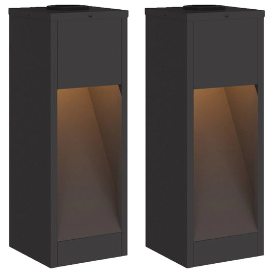Lampa de parcurs LED solar 2 pcs Negru Oțel laminat la rece