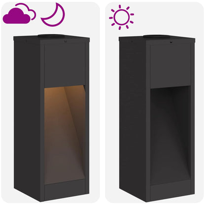 Lampa de parcurs LED solar 2 pcs Negru Oțel laminat la rece