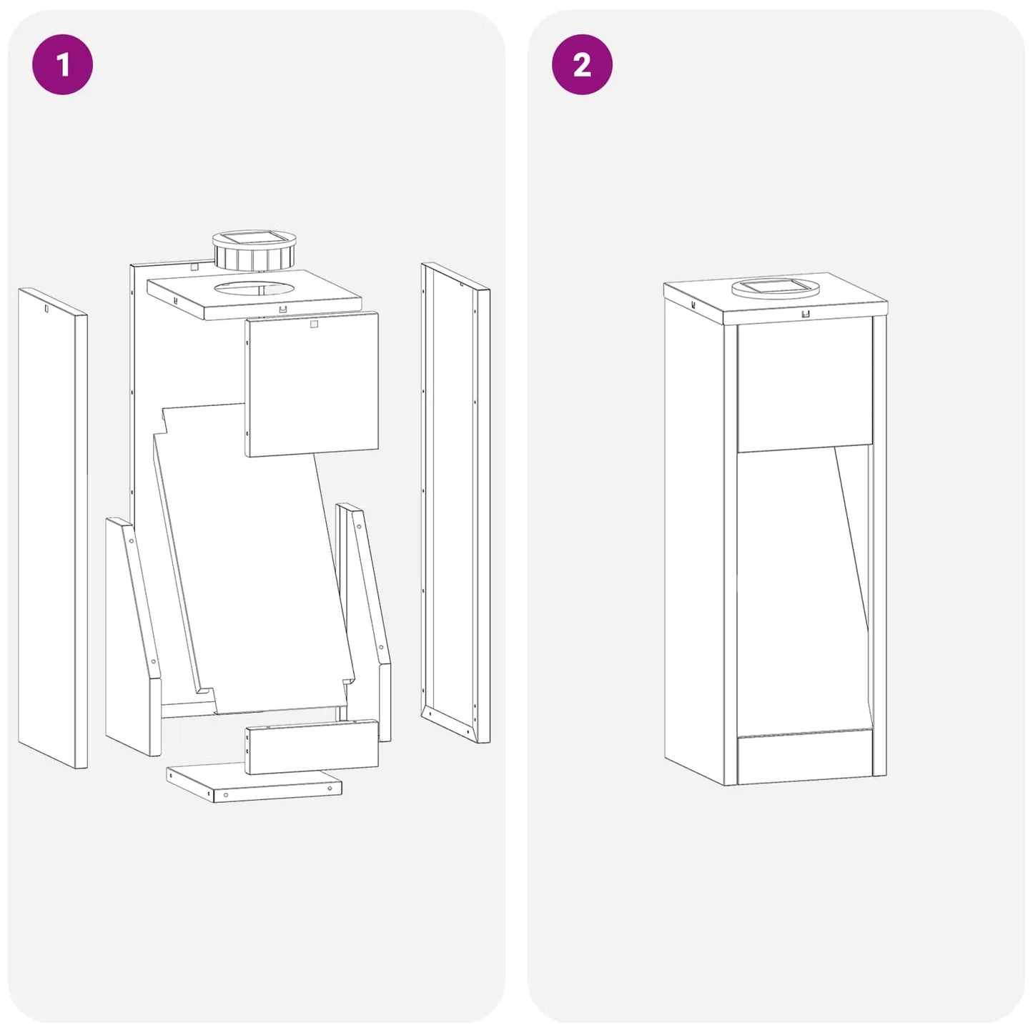 Lampa de parcurs LED solar 2 pcs Alb Oțel laminat la rece
