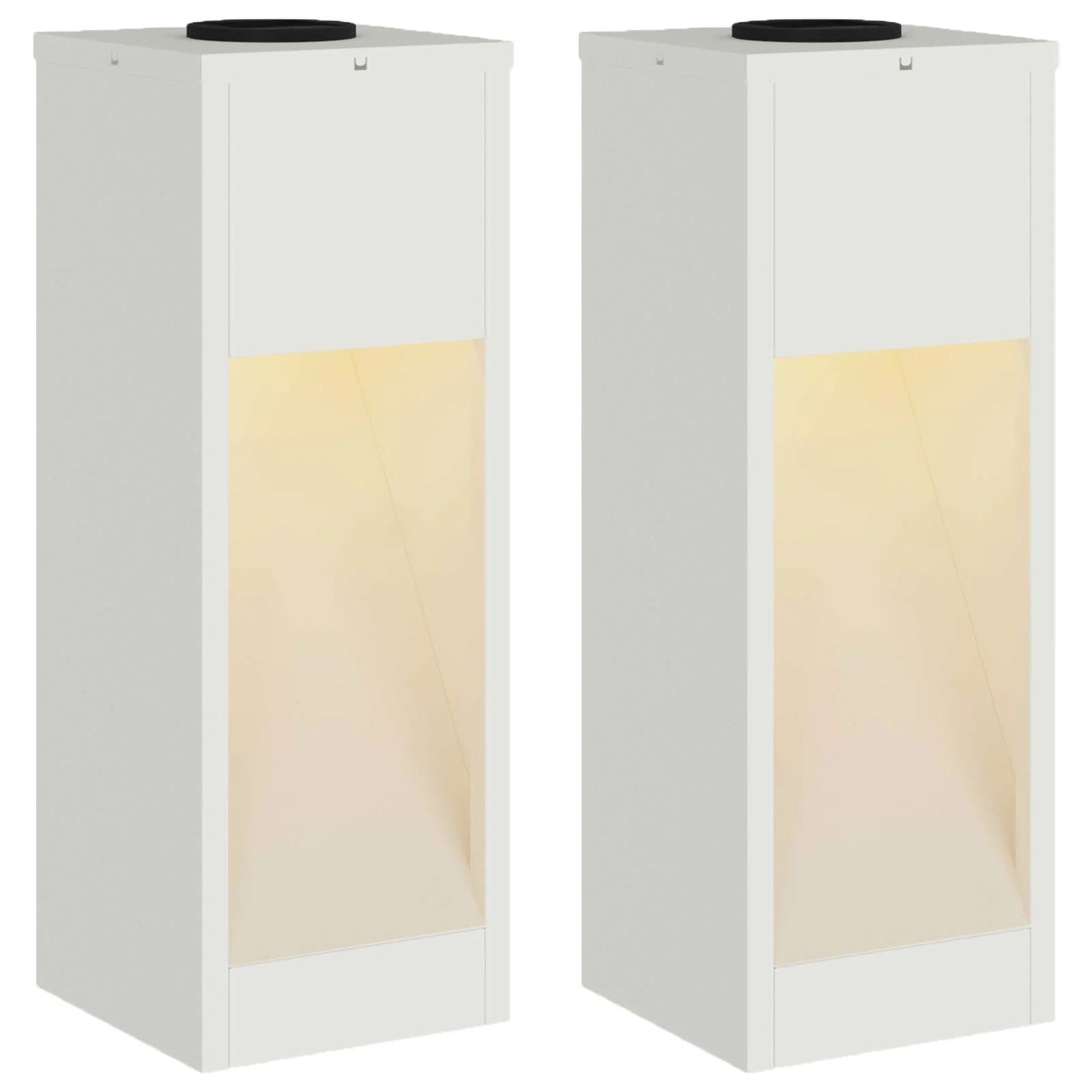 Lampa de parcurs LED solar 2 pcs Alb Oțel laminat la rece
