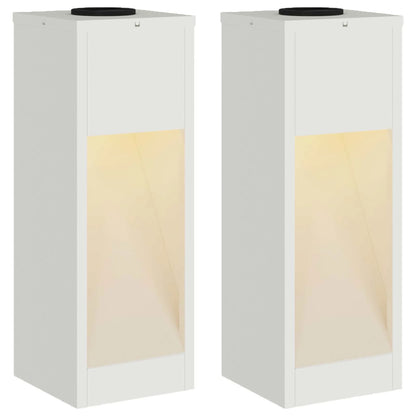 Lampa de parcurs LED solar 2 pcs Alb Oțel laminat la rece
