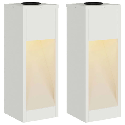 Lampa de parcurs LED solar 2 pcs Alb Oțel laminat la rece