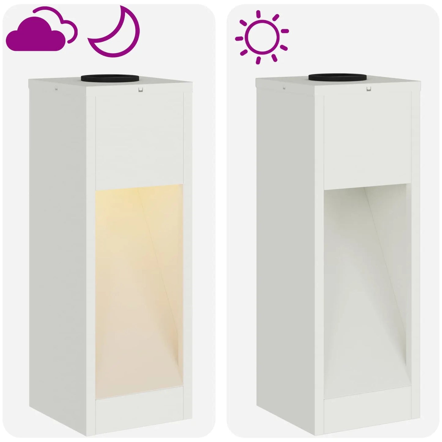 Lampa de parcurs LED solar 2 pcs Alb Oțel laminat la rece