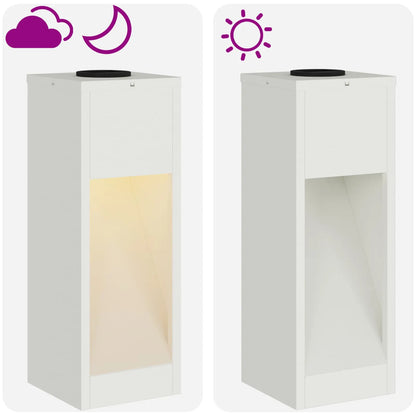 Lampa de parcurs LED solar 2 pcs Alb Oțel laminat la rece