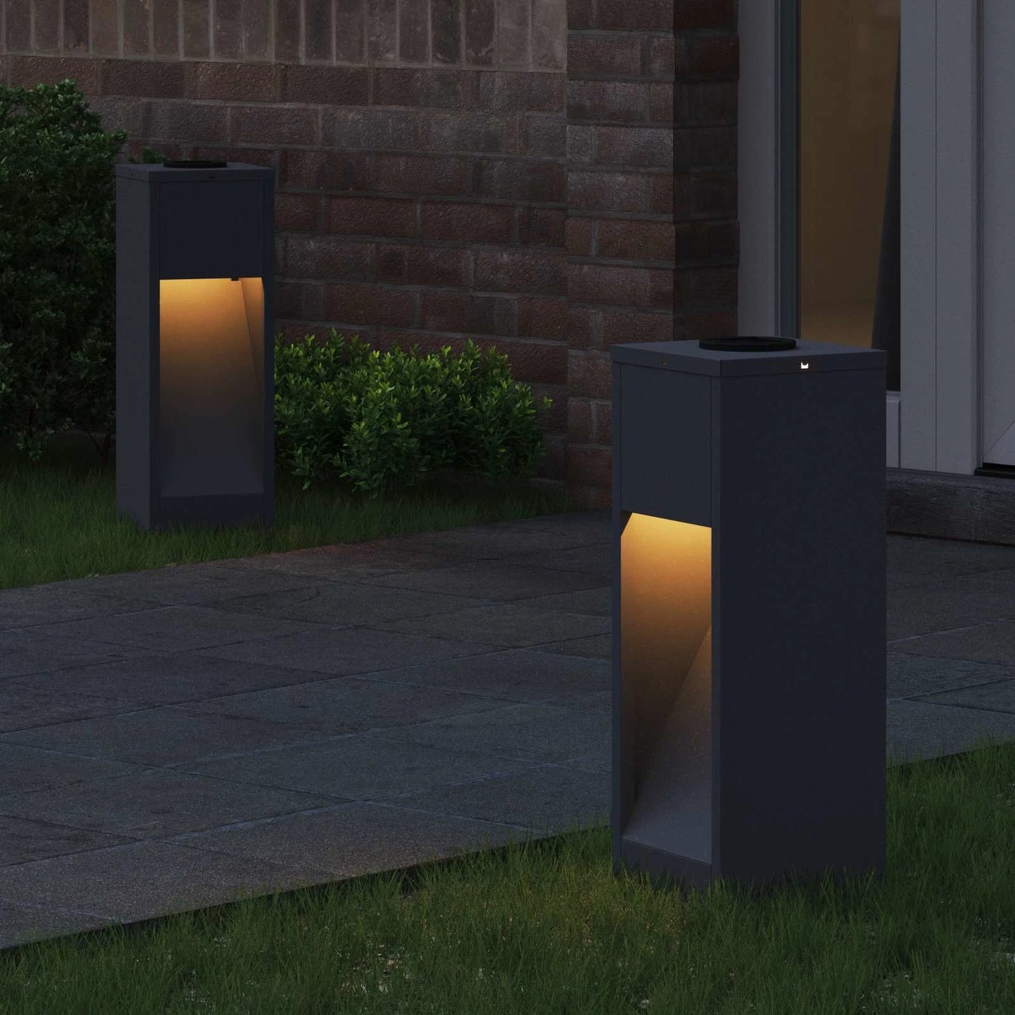 Lampa de parcurs LED solar 2 pcs Antracit Oțel laminat la rece