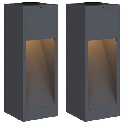 Lampa de parcurs LED solar 2 pcs Antracit Oțel laminat la rece