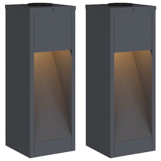 Lampa de parcurs LED solar 2 pcs Antracit Oțel laminat la rece