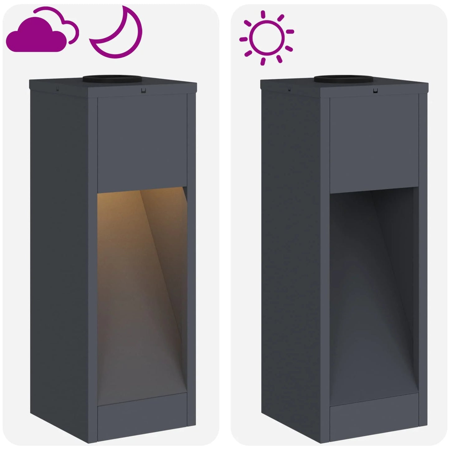 Lampa de parcurs LED solar 2 pcs Antracit Oțel laminat la rece