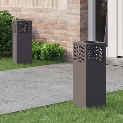 Lumină LED Solară pentru Alei 2 pcs Negru Oțel laminat la rece